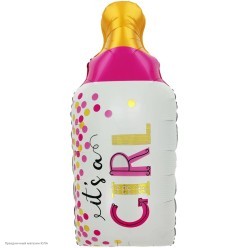Шар фольга Бутылочка "It`s a Girl" (конфетти) 70*39 см