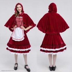 Костюм взрослый "Красная шапочка" (полоски) р.40-42