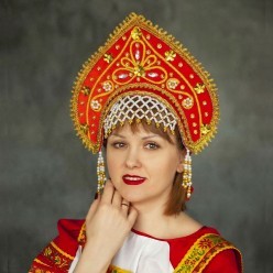 Кокошник "Анна" красный с золотом