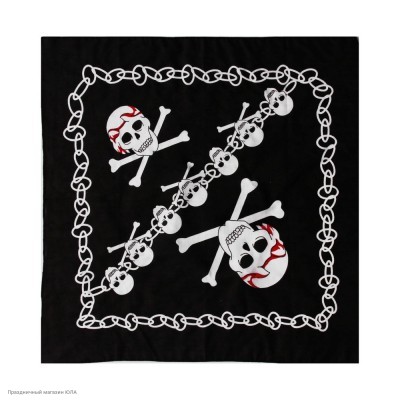 Бандана пирата (косынка) чёрная, 54*54см РС20046-01