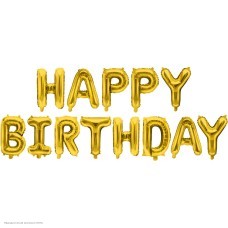 Шары фольга Надпись "Happy Birthday" золотая, 40*250 см