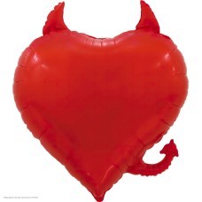 Шар фольга Сердце Чертёнок красный 71*63см