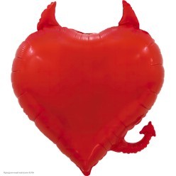 Шар фольга Сердце Чертёнок красный 71*63см
