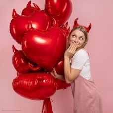 Шар фольга Сердце Чертёнок красный 71*63см