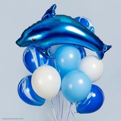 Шар фольга Дельфин голубой 99*65 см
