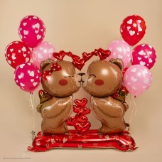 Фигура фольга 3Д "Влюбленные мишки" 150 см