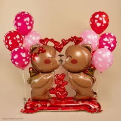 Фигура фольга 3Д "Влюбленные мишки" 150 см