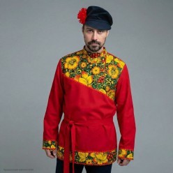Косоворотка взрослая узорная "Дмитрий" р.54 хохлома, картуз
