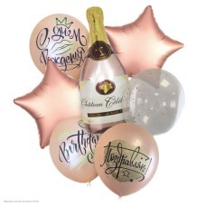 Набор шаров "С Днём Рождения!" Шампань фольга + латекс, 7 шт