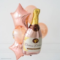 Набор шаров "С Днём Рождения!" Шампань фольга + латекс, 7 шт
