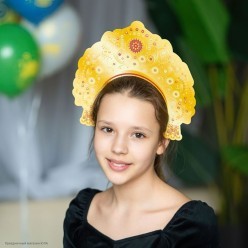 Кокошник картонный Золотой 26,5см