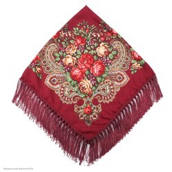 Платок "Русский стиль" 90*90см, бордовый