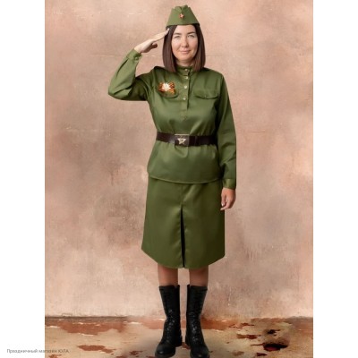 Костюм взрослый "Солдатка ВОВ" р.52-54, 164см 2111-1-54