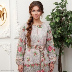 Платье покосное "Вышивка кружевная" взр р.48-50