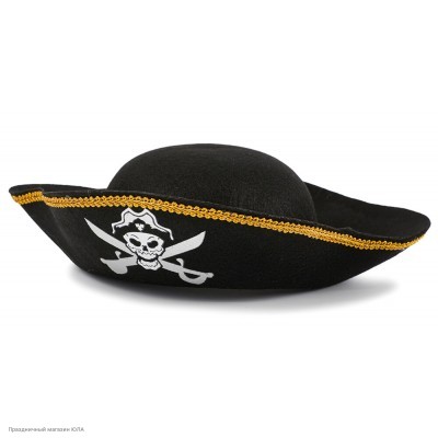 Шляпа Пирата с тесьмой, взрослая (фетр) 01-123