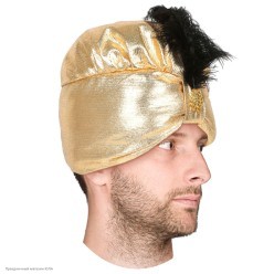 Чалма восточная с пером (металлик) золотая