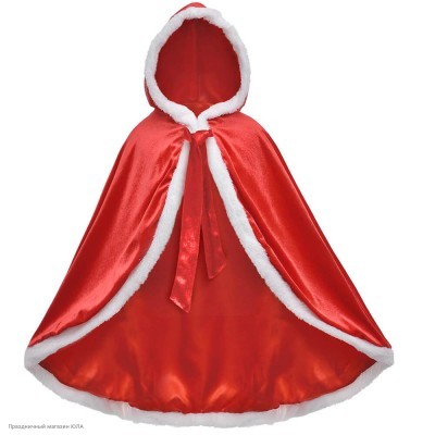 Накидка "Мисс Санта" с капюшоном (велюр) 90/120см РС12060-8к