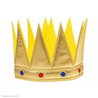 Корона царская золотая со стразами (мягкая) 55*11см РС20521-з