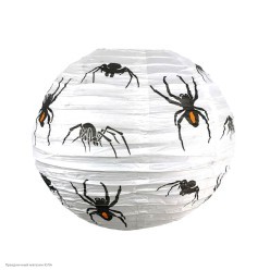 Фонарик бумажный 20*20см "Паучки" (белый)