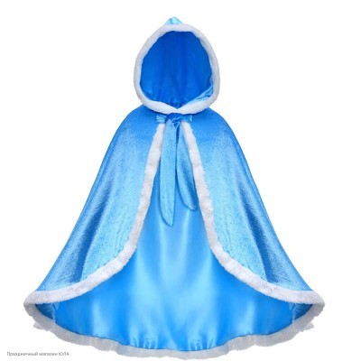Накидка бархатная с капюшоном, голубая 70/100см РС12060-7г