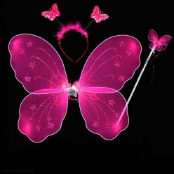 Набор Бабочки (крылья 48*40см, ободок, палочка) малиновый