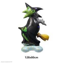 Фигура фольга 3D "Ведьма на метле" 128*80*35см