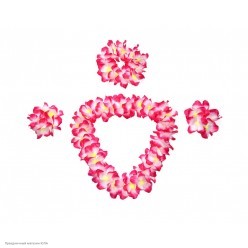 Набор Гавайский (лея, венок, браслеты) розовый