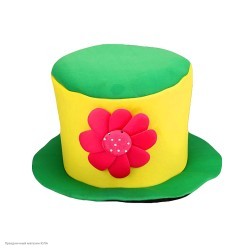 Цилиндр мягкий клоунский с цветком (цвета ассорти)