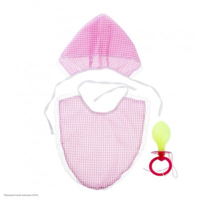 Комплект младенца (чепчик, слюнявчик, соска) розовый РС13124-р