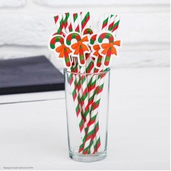 Трубочки для коктейля "Карамель" 10 штук (бумага)