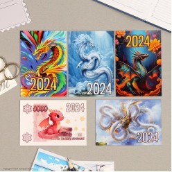 Календарик карманный 2024 СГ Дракон 10*7см, микс