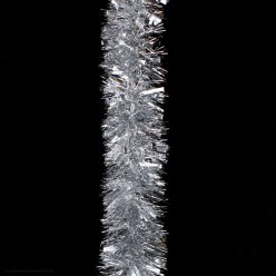 Мишура 11 см одноцветная 2-размерная, 180 см (серебро)