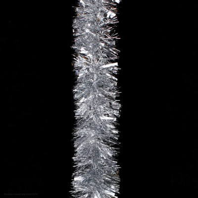 Мишура 11 см одноцветная 2-размерная, 180 см (серебро) МШ11-сб