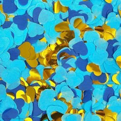 Конфетти фольга/бумага сердца 2,5см, 10г/уп,  голубой+золото