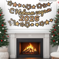 Гирлянда-буквы на ленте "С НГ! 2026 +7" 450*15см