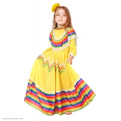 Костюм детский "Мексиканка" жёлтый 122-134 см РС5768-13
