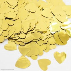 Конфетти фольга Сердца 1,5см, золото 50 гр