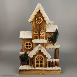 Фигура светящаяся "Коттедж" (дерево) коричн 39*24*11см