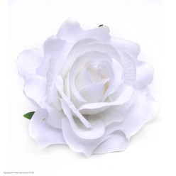 Зажим для волос/брошь "Роза" белая 10 см