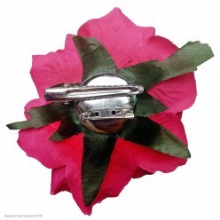 Зажим для волос/брошь "Роза" тёмно-красная 10 см