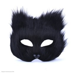 Маска "Кошка" чёрная (пластик, покрытие мех)
