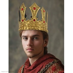 Корона Короля со стразами, золотая (резина) 18*58см