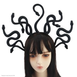 Ободок "Горгона" змеи 32*44см чёрный (пластик)