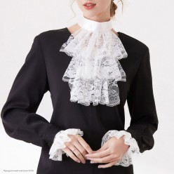 Набор кружевной: воротник жабо 30*25см и манжеты, белый