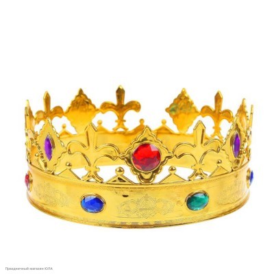 Корона королевская "Флёр-де-лис" золотая (пластик, стразы) РС20524