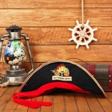 Шляпа Пирата с красн. лентами "Настоящий пират" р.52-54