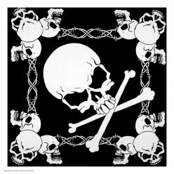 Бандана пирата (косынка) 54*54см, большой череп и кости