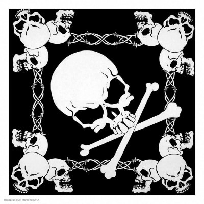 Бандана пирата (косынка) 54*54см, большой череп и кости РС20046-09