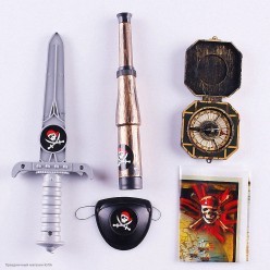 Набор Пирата (труба, кинжал, карта, наглазник, компас)