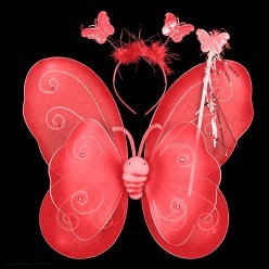 Набор Бабочки (крылья капрон, ободок, палочка) красный